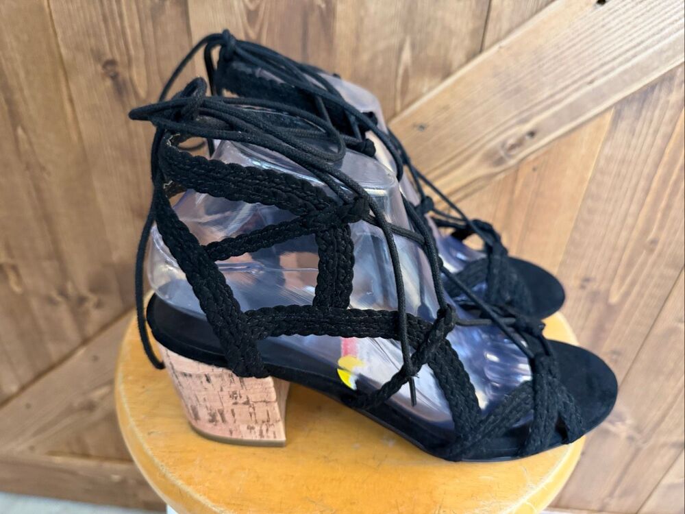 Indigo Rd. Women’s Black Lace-Up Block Heel Sandals – Size 9